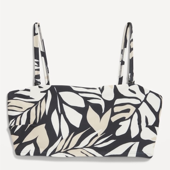 Bandeau Swim Top For Women Black and White Palm Print Size Small - Picture 7 of 7